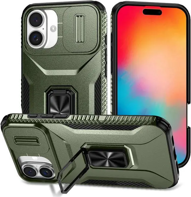 Main image of TYJKeJi Case with Stander Cover KickStand Case For iPhone 16 Plus (6.7inch) (Green)