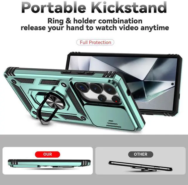 Alt view image 3 of 7 - TYJKeJi Case with Stander Fashion Cover KickStand Case For Samsung Galaxy S25 Ultra (Green)