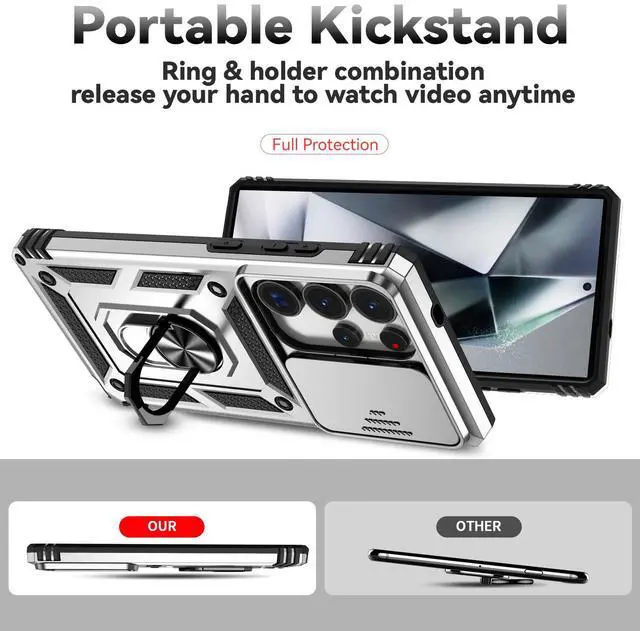 Alt view image 3 of 7 - TYJKeJi Case with Stander Fashion Cover KickStand Case For Samsung Galaxy S25 Ultra (Silver)