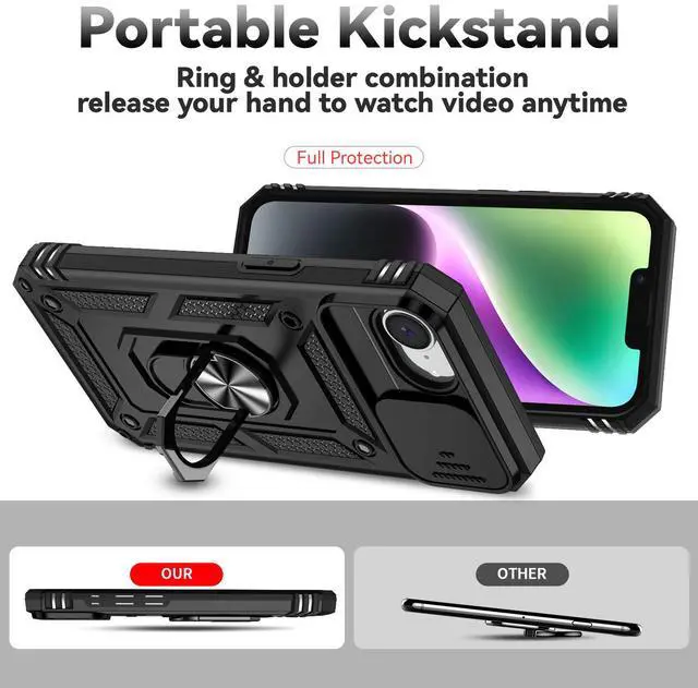 Alt view image 3 of 7 - TYJKeJi Case with Stander Fashion Cover KickStand Case For iPhone 16e (Black)