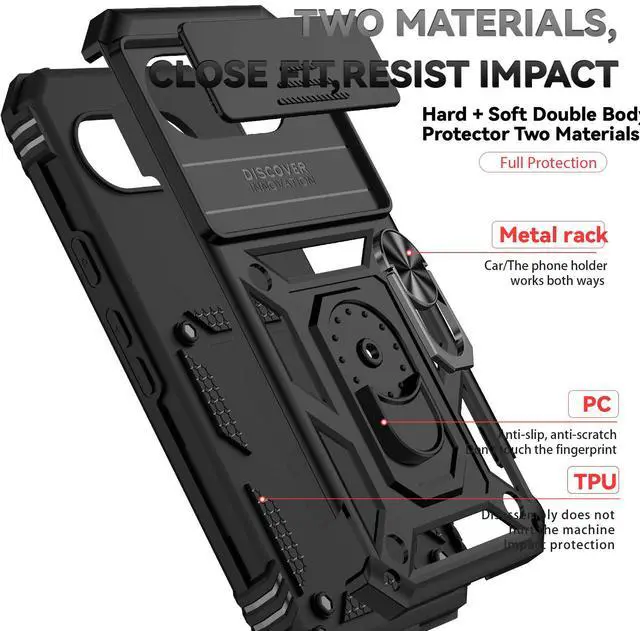 Alt view image 7 of 7 - TYJKeJi Case with Stander Fashion Cover KickStand Case For Google Pixel 9A (Black)