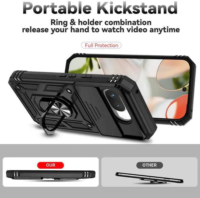 Alt view image 2 of 7 - TYJKeJi Case with Stander Fashion Cover KickStand Case For Google Pixel 9A (Black)