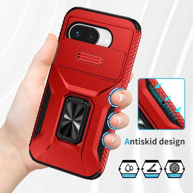 Alt view image 3 of 7 - TYJKeJi Case with Stander Fashion Cover KickStand Case For Google Pixel 9A (Red)