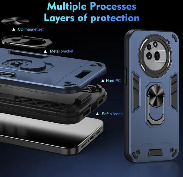 Alt view image 7 of 7 - TYJKeJi Case with Stander Fashion Cover KickStand Case For Nothing Phone 3a Pro (Blue)