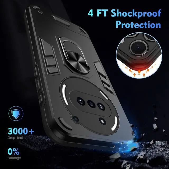 Alt view image 3 of 7 - TYJKeJi Case with Stander Fashion Cover KickStand Case For Nothing Phone 3a (Black)