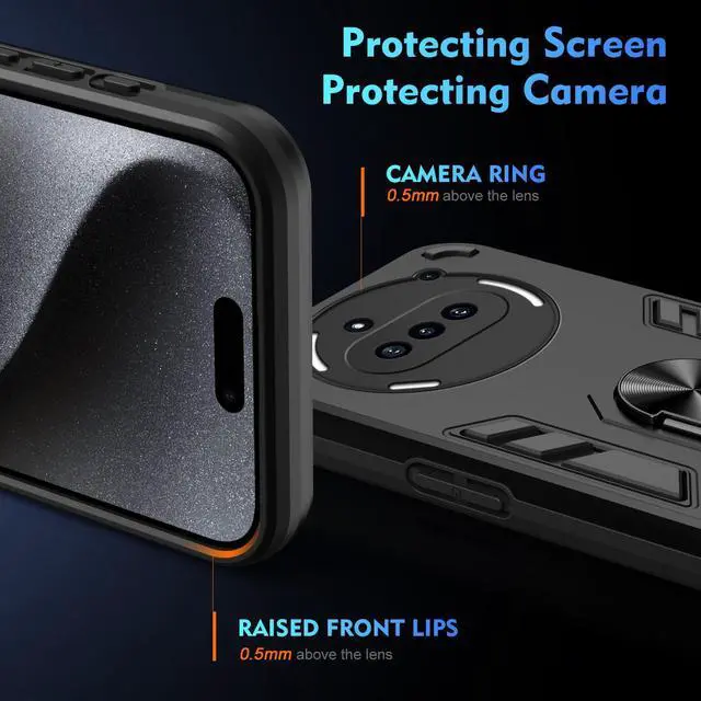 Alt view image 6 of 7 - TYJKeJi Case with Stander Fashion Cover KickStand Case For Nothing Phone 3a (Black)