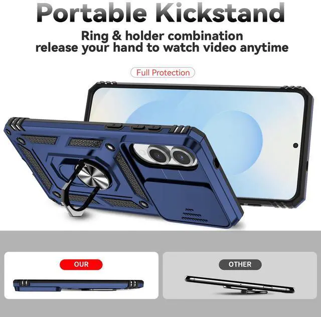 Alt view image 3 of 7 - TYJKeJi Case with Stander Fashion Cover KickStand Case For Samsung Galaxy S25 Edge (Blue)