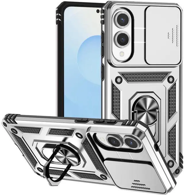 Main image of TYJKeJi Case with Stander Fashion Cover KickStand Case For Samsung Galaxy S25 Edge (Silver)