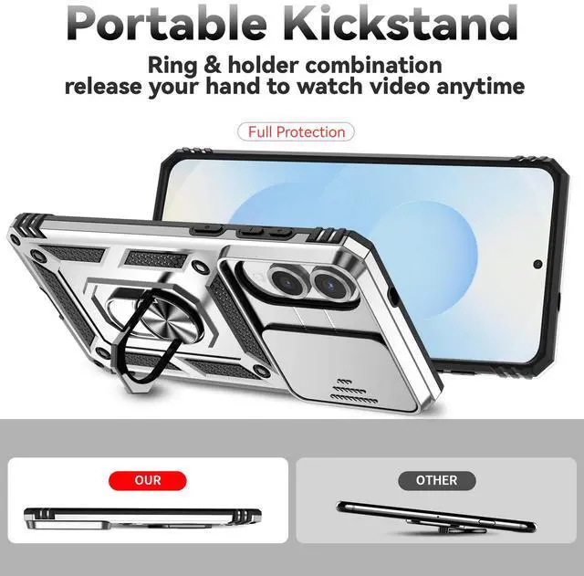 Alt view image 3 of 7 - TYJKeJi Case with Stander Fashion Cover KickStand Case For Samsung Galaxy S25 Edge (Silver)