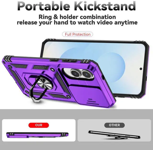Alt view image 3 of 7 - TYJKeJi Case with Stander Fashion Cover KickStand Case For Samsung Galaxy S25 Edge (Purple)