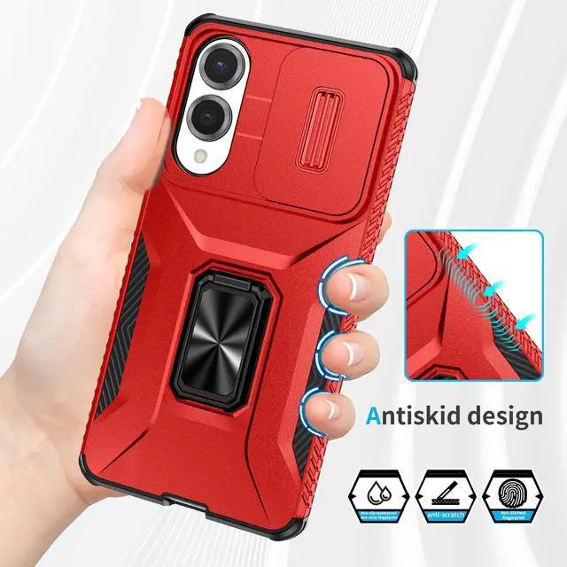 Alt view image 3 of 7 - TYJKeJi Case with Stander Holder Fashion Cover KickStand Case For Samsung Galaxy S25 Edge (Red)
