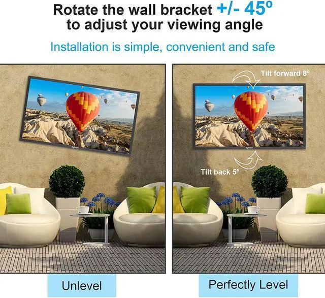 Alt view image 5 of 8 - Sylvox Full Motion Outdoor TV Wall Mount, TV Wall Mount for 40 inch to 75 inch, Flexible 6 Articulating Dual Arms, TV Bracket Max VESA 700x400mm, Holds up to 132lbs