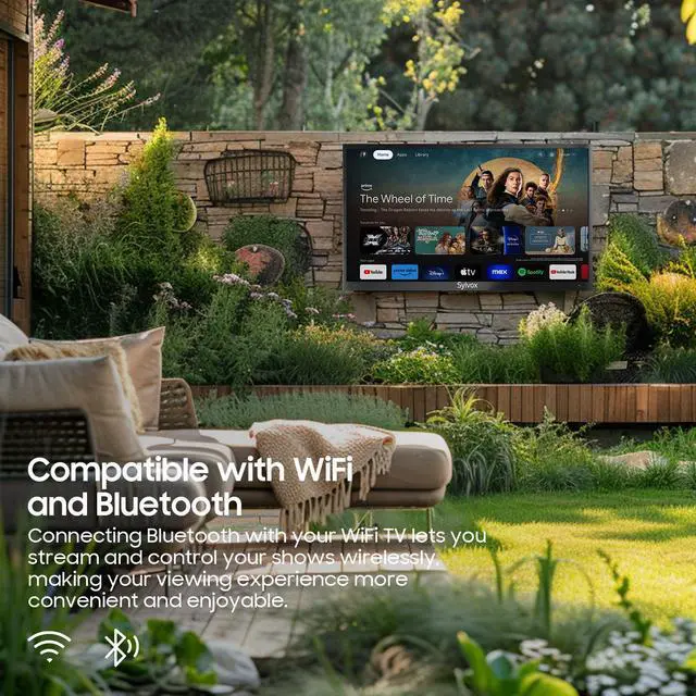 Alt view image 6 of 8 - SYLVOX Outdoor Smart TV, 43" Google TV with Dobly Atmos, Google Assistant, 4K 1000nits Outside Television, IP55 Waterproof TV for Partial Sun (Deck Pro 2.0 NEW)