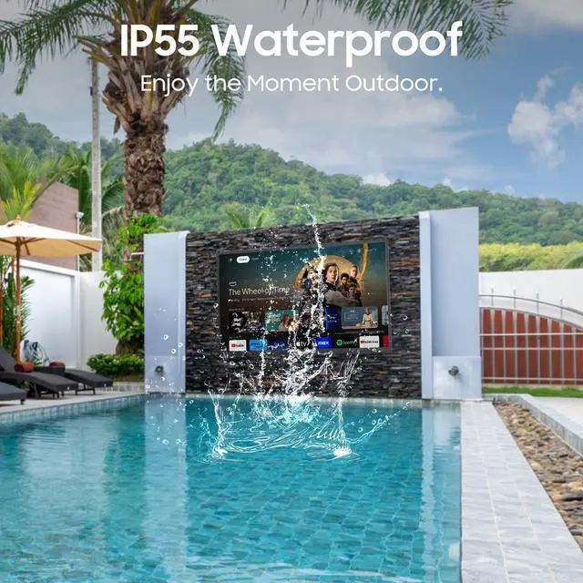 Alt view image 3 of 7 - SYLVOX Outdoor TV, 65" Google TV with Dobly Atmos, Google Assistant, 4K 2000nits Full Sun Outside Television, IP55 Waterproof for All Weather (Pool Pro 2.0 NEW)