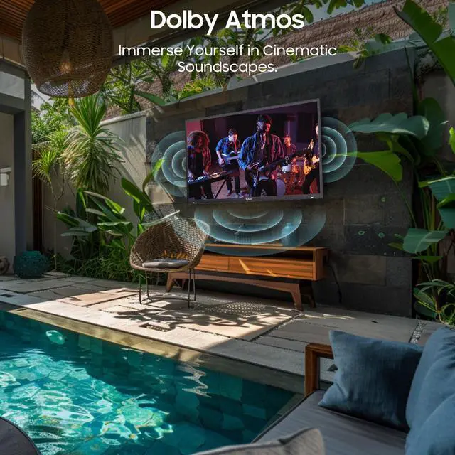 Alt view image 5 of 7 - SYLVOX Outdoor TV, 65" Google TV with Dobly Atmos, Google Assistant, 4K 2000nits Full Sun Outside Television, IP55 Waterproof for All Weather (Pool Pro 2.0 NEW)