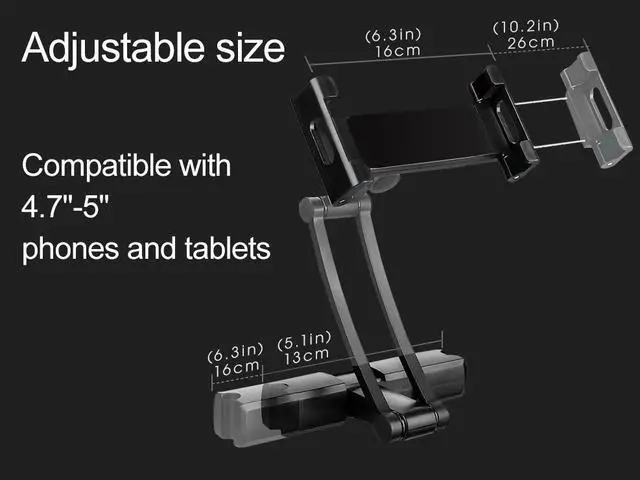 Alt view image 5 of 7 - Tablet Holder for Car, iPad Headrest Bracket, Adjustable Phone Mount for car Back Seat,Suitable for 4.7-13 inch Electronic Screen,Adjustable Distance and Viewing Angle, Rotating Screen