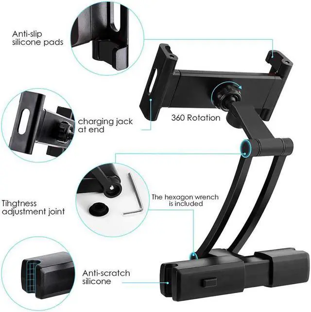 Alt view image 4 of 7 - Tablet Holder for Car, iPad Headrest Bracket, Adjustable Phone Mount for car Back Seat,Suitable for 4.7-13 inch Electronic Screen,Adjustable Distance and Viewing Angle, Rotating Screen