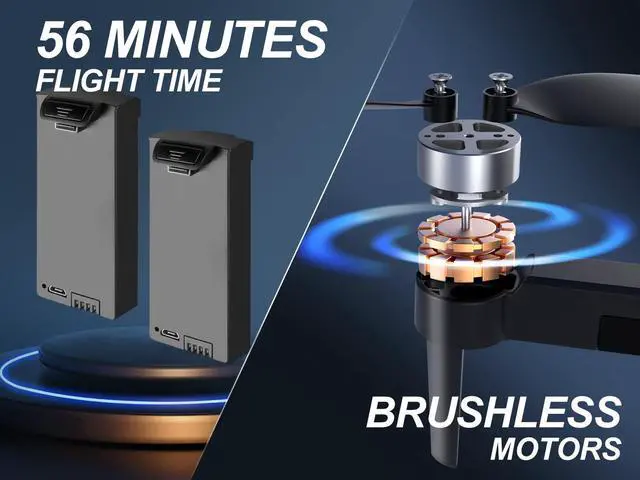 Alt view image 4 of 7 - 5G GPS Drone with Brushless Motor and Dual 4K HD Cameras with EIS Anti Shake,RC Quadcopter for Adults,Real-time Transmission of Pictures and Videos,Altitude Hold,Trajectory Flight,Smart Follow Me