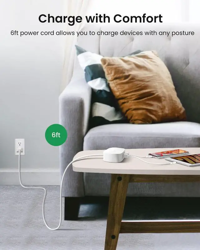 Alt view image 3 of 7 - BULL USB Charging Station, 4 in 1 USB Charger with 6ft Extension Cord, USB Multiport Charger for Apple iPhone, Samsung, Tablet, Cruise Ship, Travel, Home, Office, UL Listed