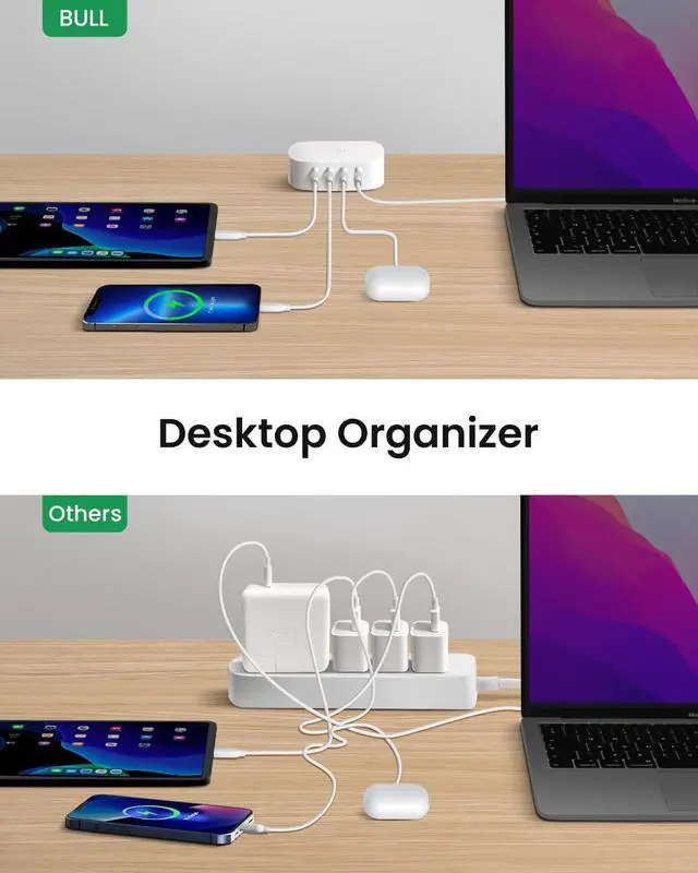 Alt view image 5 of 7 - BULL USB Charging Station, 4 in 1 USB Charger with 6ft Extension Cord, USB Multiport Charger for Apple iPhone, Samsung, Tablet, Cruise Ship, Travel, Home, Office, UL Listed