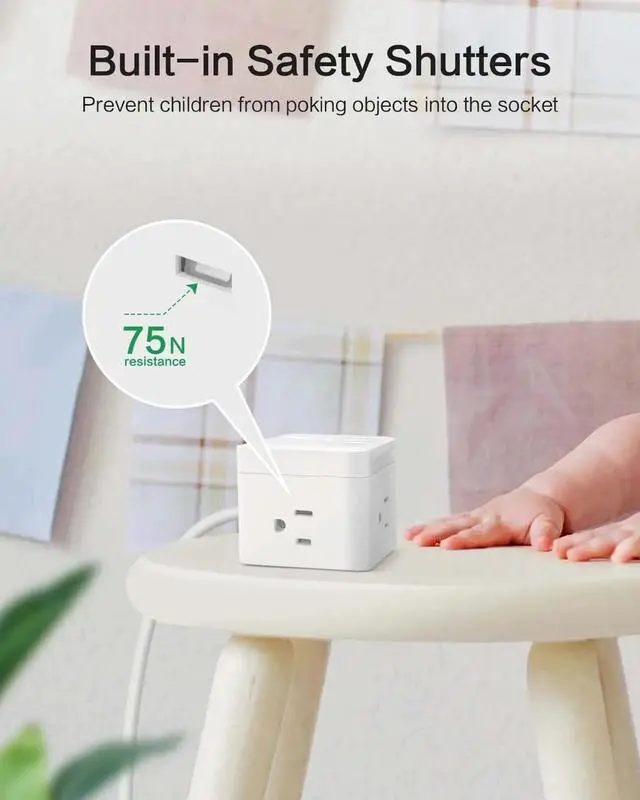 Alt view image 6 of 8 - BULL Power Strip - 3 USB Ports, 3 AC Outlets and 5ft Flexible Extension Cord