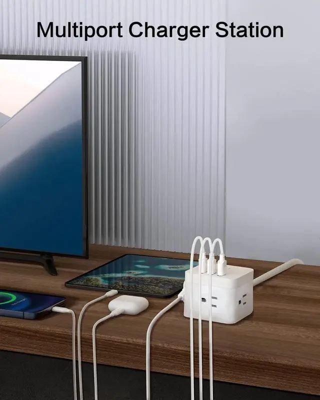 Alt view image 2 of 8 - BULL Power Strip - 3 USB Ports, 3 AC Outlets and 5ft Flexible Extension Cord
