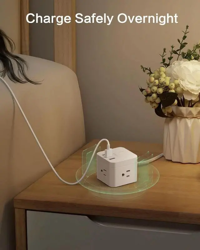 Alt view image 7 of 8 - BULL Power Strip - 3 USB Ports, 3 AC Outlets and 5ft Flexible Extension Cord
