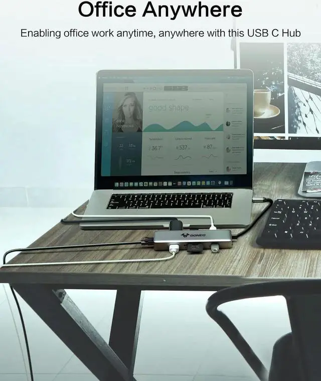 Alt view image 5 of 7 - GONEO 8-in-1 USB C Hub, USB C Docking Station Multiport USB C Adapter with 4K HDMI Port, 3 USB Ports, SD/TF Card Reader, Ethernet Port for Dell/MacBook Pro/HP XPS/Lenovo Laptops