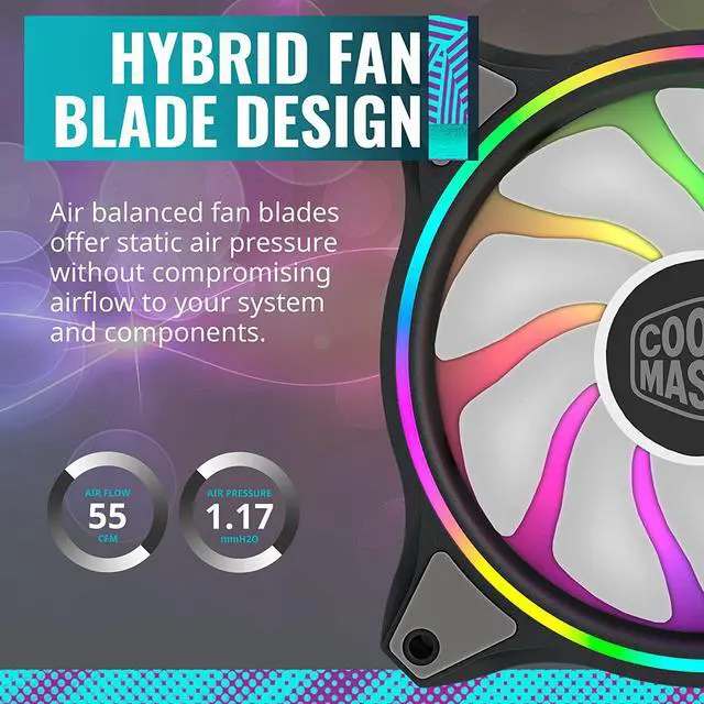 Alt view image 19 of 20 - Cooler Master MasterFan MF140 HALO Addressable RGB 140mm Fan with Duo-Ring ARGB LED Lighting