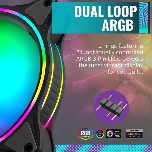 Alt view image 20 of 20 - Cooler Master MasterFan MF140 HALO Addressable RGB 140mm Fan with Duo-Ring ARGB LED Lighting