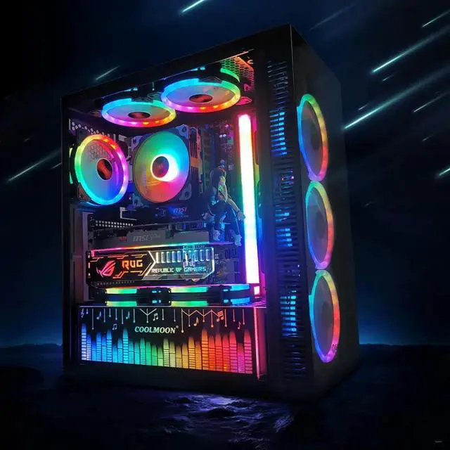 Alt view image 7 of 7 - NewStyp 120mm Case Music Fans High Performance Cooling PC RGB Fans with Hydraulic Bearing Adjust Speed Aura Sync ARGB Music Fan 5 Pack + Music ARGB Controller