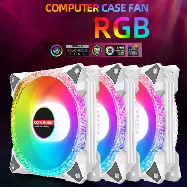 Alt view image 2 of 7 - NewStyp 5V 3Pin ARGB Fans PC CPU Cooler Water Cooling 120mm Replace Computer Case Cooling RGB 12V 4Pin PWM Fan Accessories White 4 Packs