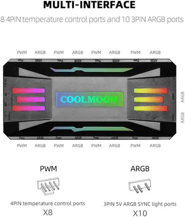 Alt view image 4 of 7 - NewStyp 5V 3Pin ARGB Fans PC CPU Cooler Water Cooling 120mm Replace Computer Case Cooling RGB 12V 4Pin PWM Fan Accessories White 4 Packs
