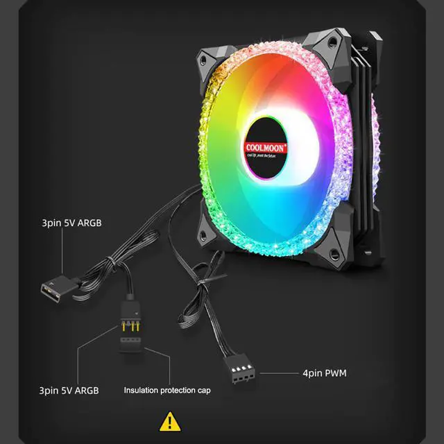 Alt view image 3 of 7 - NewStyp 5V 3Pin ARGB Fans PC CPU Cooler Water Cooling 120mm Replace Computer Case Cooling RGB 12V 4Pin PWM Fan Accessories Black 3 Packs