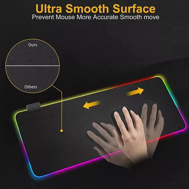 Alt view image 4 of 7 - NewStyp Gaming Mouse Pad Computer Mousepad RGB Large Mouse Pad Gamer XXL Mouse Carpet Big Mouse Pad PC Desk Play Mat with Backlit