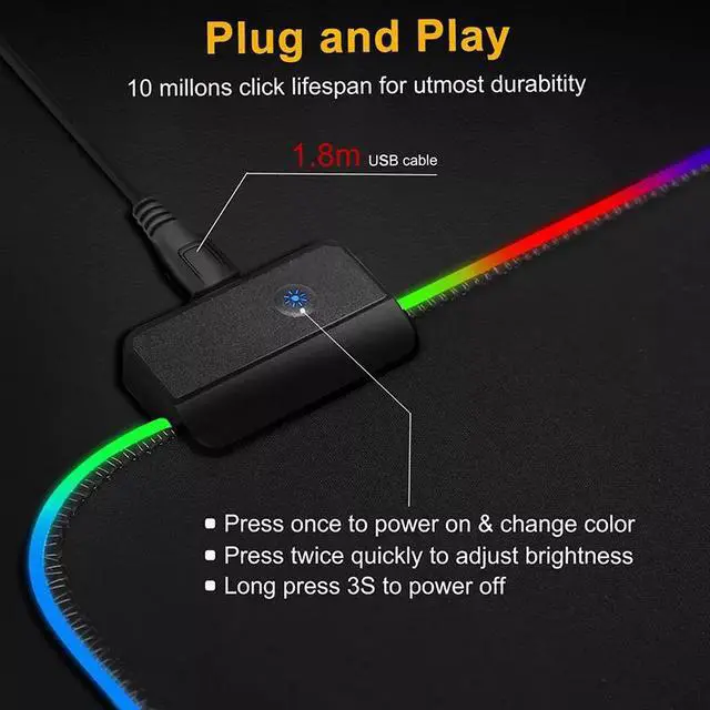 Alt view image 5 of 7 - NewStyp Gaming Mouse Pad Computer Mousepad RGB Large Mouse Pad Gamer XXL Mouse Carpet Big Mouse Pad PC Desk Play Mat with Backlit