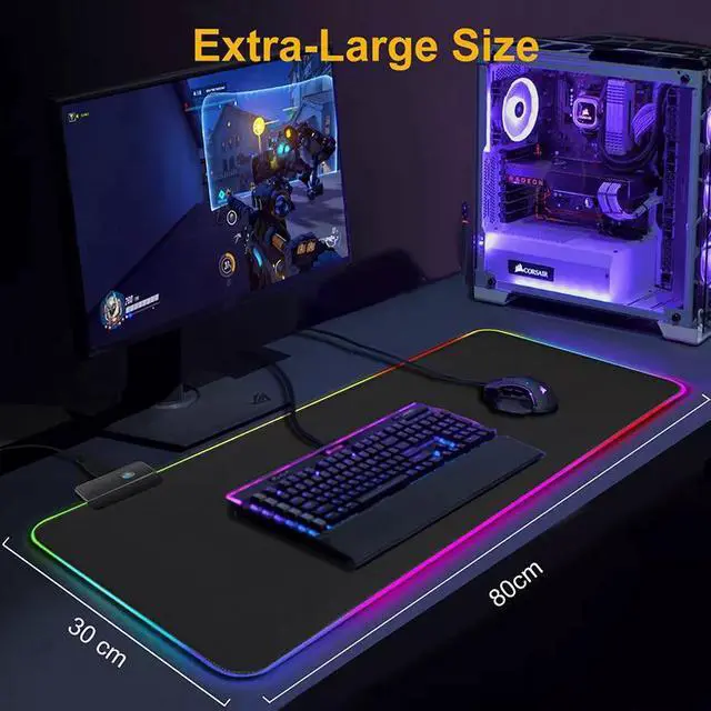 Alt view image 7 of 7 - NewStyp Gaming Mouse Pad Computer Mousepad RGB Large Mouse Pad Gamer XXL Mouse Carpet Big Mouse Pad PC Desk Play Mat with Backlit