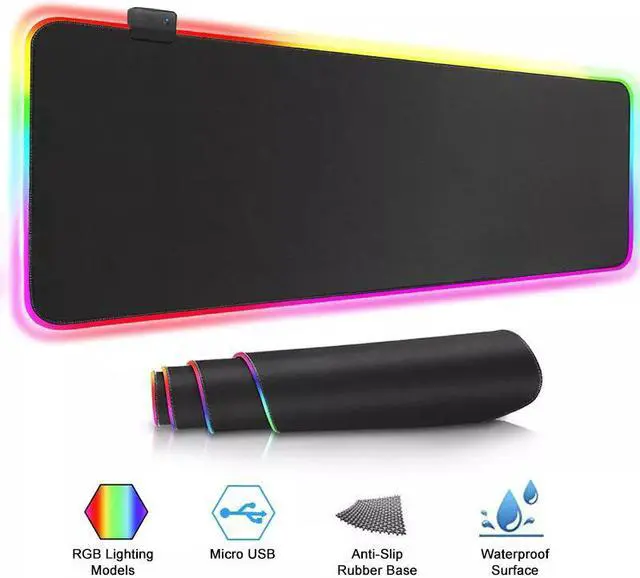 Alt view image 3 of 7 - NewStyp Gaming Mouse Pad Computer Mousepad RGB Large Mouse Pad Gamer XXL Mouse Carpet Big Mouse Pad PC Desk Play Mat with Backlit 300*250mm