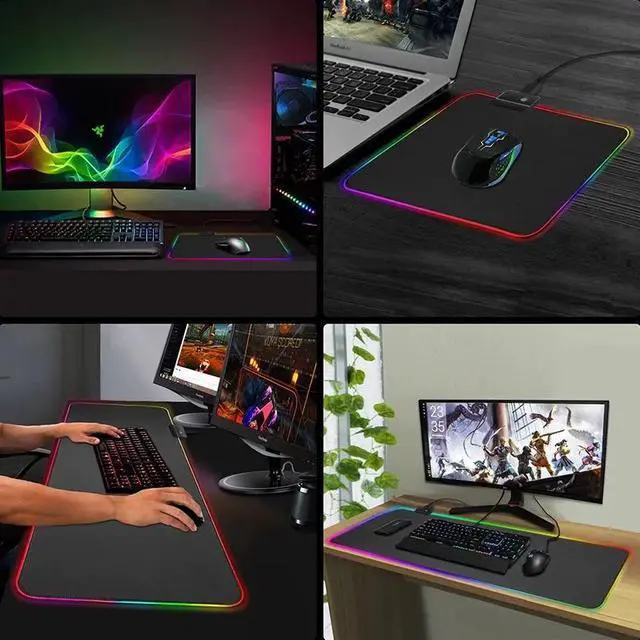 Alt view image 7 of 7 - NewStyp Gaming Mouse Pad Computer Mousepad RGB Large Mouse Pad Gamer XXL Mouse Carpet Big Mouse Pad PC Desk Play Mat with Backlit 300*250mm