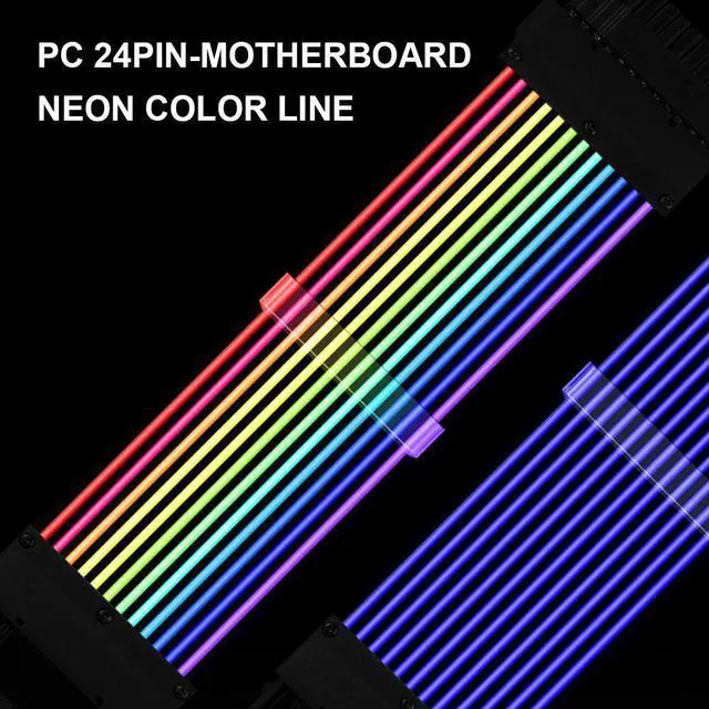 Alt view image 3 of 7 - NewStyp PSU Power Extension Cable RGB ATX 24Pin GPU 8Pin Triple Streamer PCI-E 6+2Pin Dual Rainbow Cord 5V Sync PC Case Decoration 2 x 8 Pins