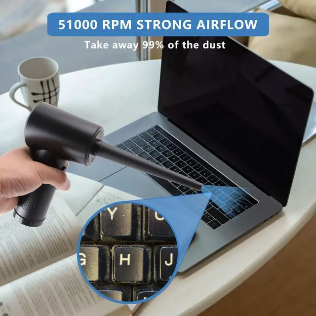 Alt view image 6 of 7 - NEWSTYP Cordless Air Duster, 6000mAh 51000RPM 3-Gear Computer Cleaning Duster, Replaces Compressed Air Cans, Electric Cordless Air Duster for Computer Keyboard Electronics Cleaning