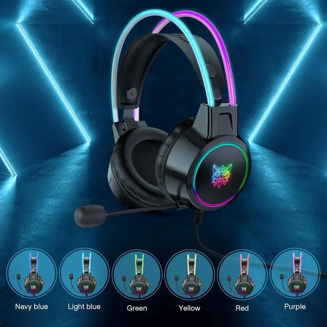 Alt view image 6 of 7 - NEWSTYP Gamers Headset Cute Cat Ear Headphones With Microphone Gaming Headset HD Noise Reduction Over-ear Head Beam For PC Computer Laptop Black Cat Ear
