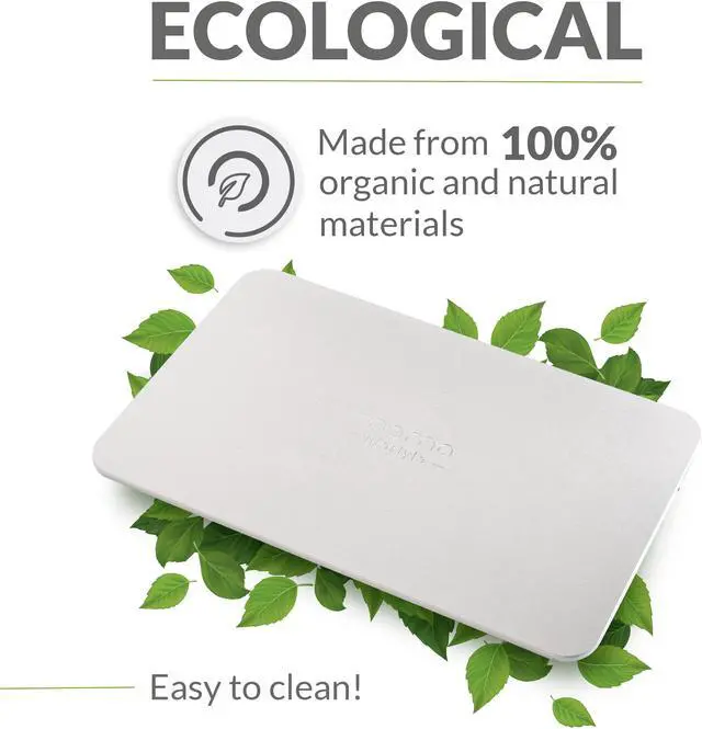 Alt view image 6 of 7 - Diatomaceous Earth Bath Mat, Momo Lifestyle Absorbent Fast Drying Bath Mat Nonslip Non Scratching Bath Stone Eco-Friendly Slick Design 23.6 X 15.4 X 0.4 Inches - Drytomita (Linen Grey)