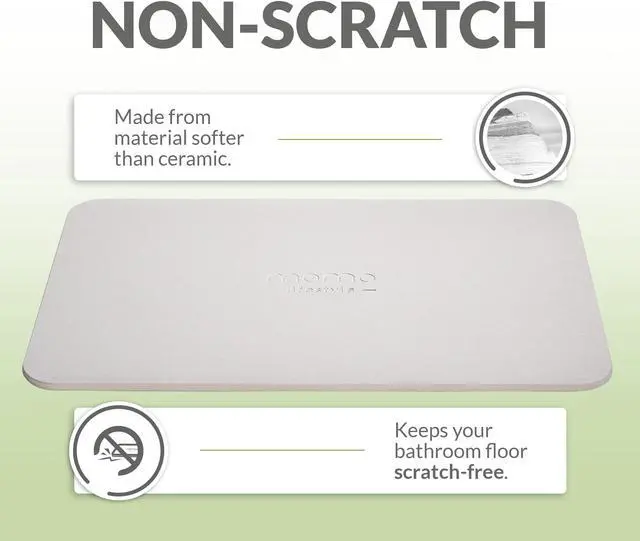 Alt view image 7 of 7 - Diatomaceous Earth Bath Mat, Momo Lifestyle Absorbent Fast Drying Bath Mat Nonslip Non Scratching Bath Stone Eco-Friendly Slick Design 23.6 X 15.4 X 0.4 Inches - Drytomita (Linen Grey)