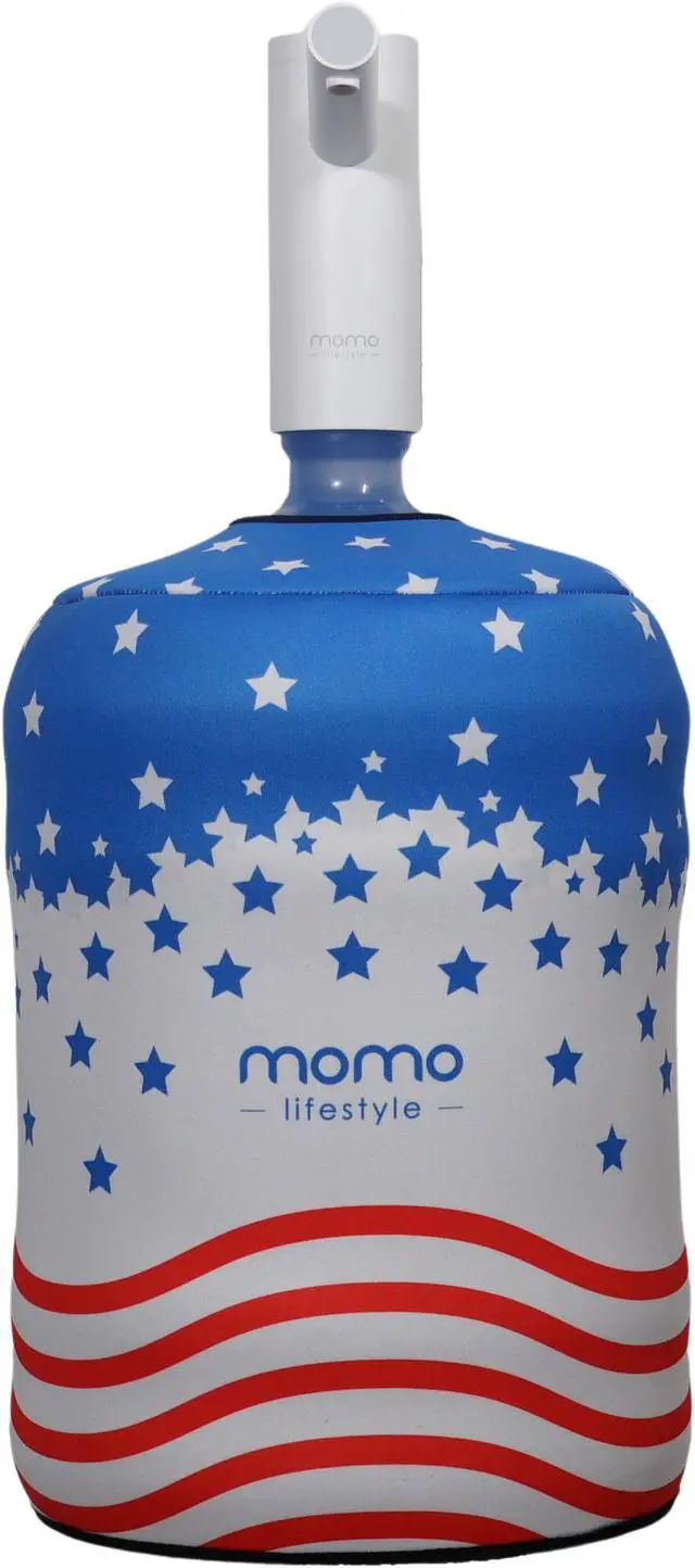 Alt view image 2 of 7 - 5 Gallon Bottle Sleeve Reversible, Durable Cooling Neoprene (Wetsuit Material) Insulation Slick Elegant Design Large 5gal Bottle Cover Accessory Momo Sleeve by Momo Lifestyle (Americana)