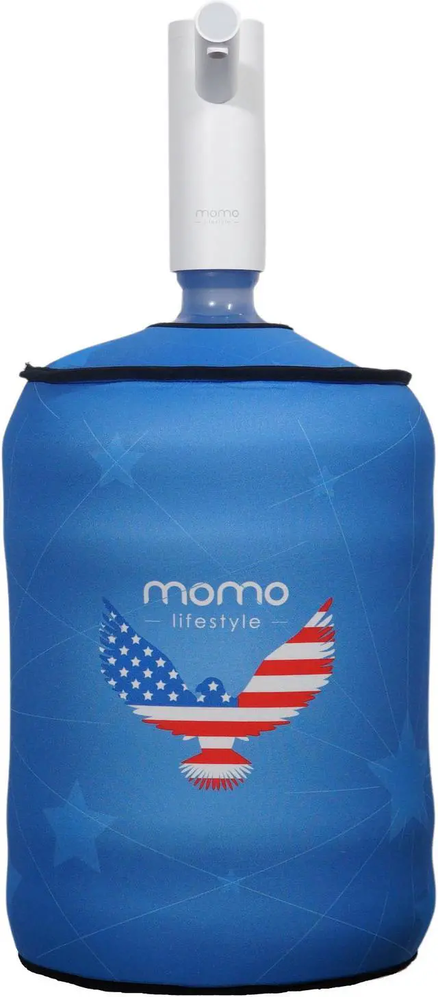 Alt view image 3 of 7 - 5 Gallon Bottle Sleeve Reversible, Durable Cooling Neoprene (Wetsuit Material) Insulation Slick Elegant Design Large 5gal Bottle Cover Accessory Momo Sleeve by Momo Lifestyle (Americana)