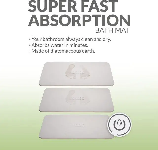 Alt view image 4 of 7 - Diatomaceous Earth Bath Mat, Momo Lifestyle Absorbent Fast Drying Bath Mat Nonslip Non Scratching Bath Stone Eco-Friendly Slick Design 23.6 X 15.4 X 0.4 Inches - Drytomita (Graphite Grey)