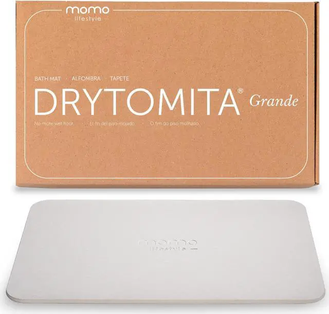 Alt view image 2 of 4 - Momo Lifestyle LARGE Stone Bath Mat (31.5 X 19.7 Inches) Drytomita GRANDE (Linen Grey Color) Diatomaceous Earth Bath Mat, Non-Slip Super Absorbent Quick Drying Eco-Friendly Bath Mat Stone 1 Pack