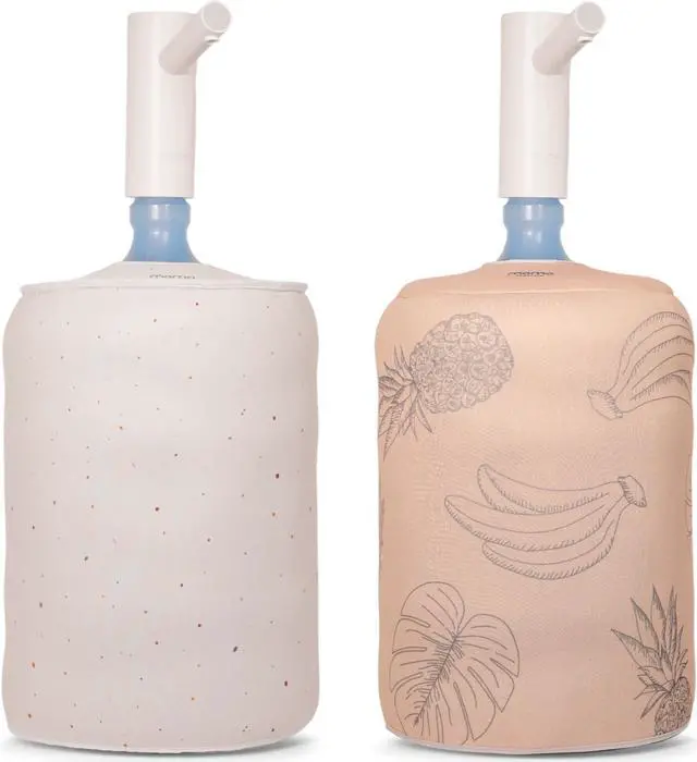 Main image of 5 Gallon Bottle Sleeve Reversible, Durable Cooling Neoprene (Wetsuit Material) Insulation Slick Elegant Design Large 5gal Bottle Cover Accessory Momo Sleeve by Momo Lifestyle (Tropical Dream)