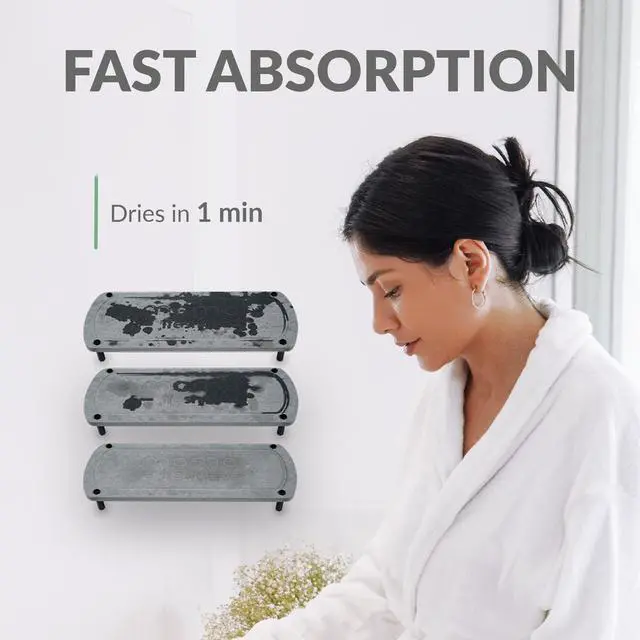 Alt view image 3 of 7 - Momo Lifestyle Bathroom Stone Sink Caddy, Fast Drying Ultra Absorbent Eco-Friendly Diatomaceous Earth Drytomini Countertop Rack Organizer